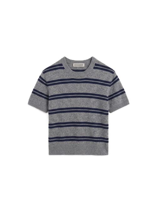 Wicklow stripe t-shirt &DAUGHTER | HKN03885SFLANNELGREY WITH NAVY